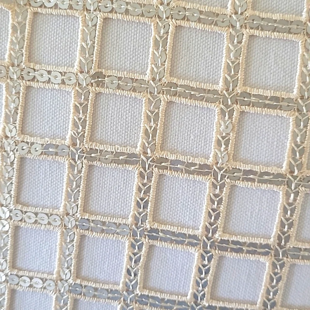 2 Hallmart Collectibles 20'' Square Sequin Lace Decorative Throw Pillow, Ivory - Picture 3 of 4